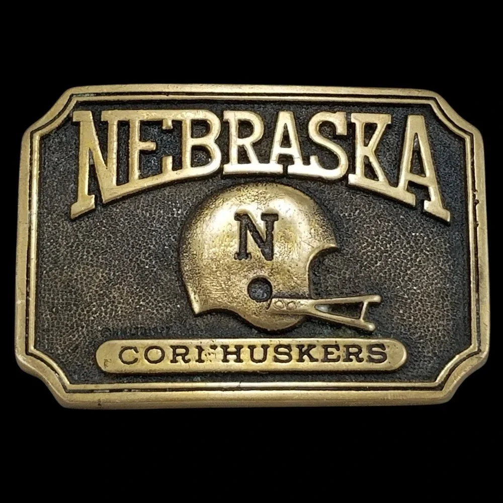Nebraska Cornhuskers Football Helmet Belt‎ Buckle Solid Brass 1982 Heritage Mint